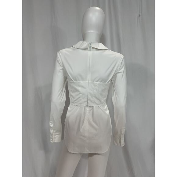 Veronica Beard 'Keora' White Cotton Poplin Top Size 2 - Picture 3 of 5